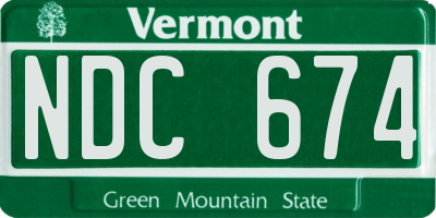 VT license plate NDC674