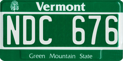 VT license plate NDC676
