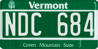 VT license plate NDC684