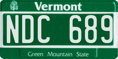 VT license plate NDC689