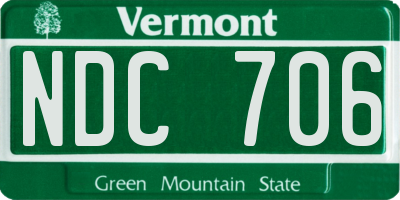 VT license plate NDC706