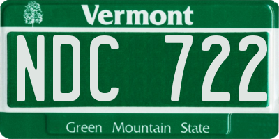 VT license plate NDC722