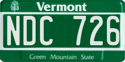 VT license plate NDC726