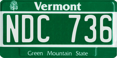 VT license plate NDC736