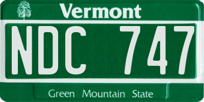 VT license plate NDC747