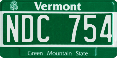 VT license plate NDC754