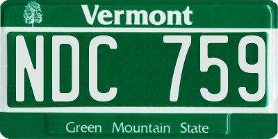VT license plate NDC759