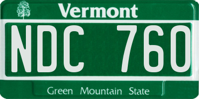 VT license plate NDC760
