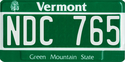 VT license plate NDC765