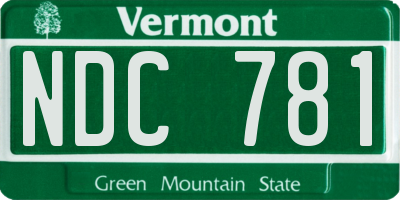 VT license plate NDC781
