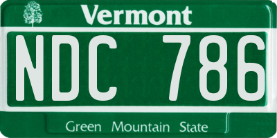 VT license plate NDC786