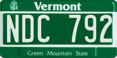 VT license plate NDC792