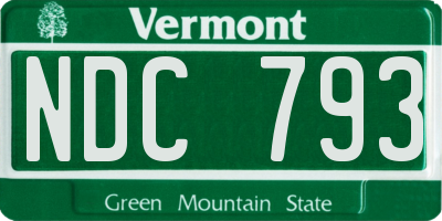 VT license plate NDC793
