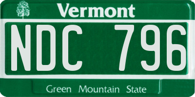 VT license plate NDC796