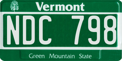VT license plate NDC798