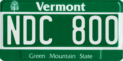 VT license plate NDC800