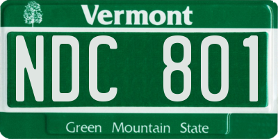 VT license plate NDC801