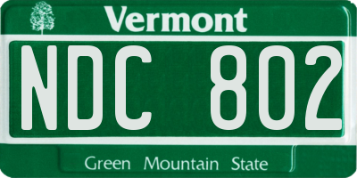 VT license plate NDC802