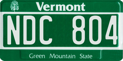 VT license plate NDC804