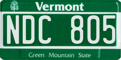 VT license plate NDC805