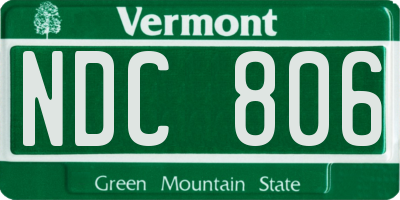 VT license plate NDC806