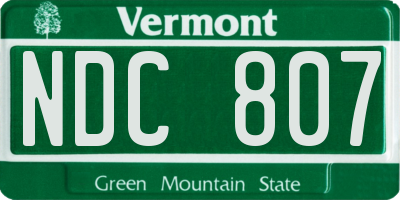 VT license plate NDC807