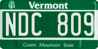 VT license plate NDC809