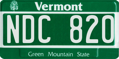 VT license plate NDC820
