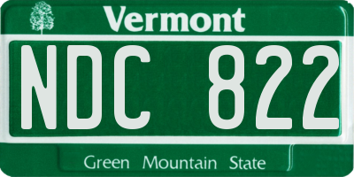 VT license plate NDC822