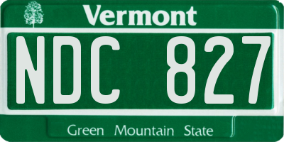 VT license plate NDC827