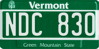 VT license plate NDC830