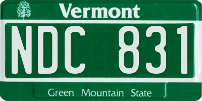 VT license plate NDC831