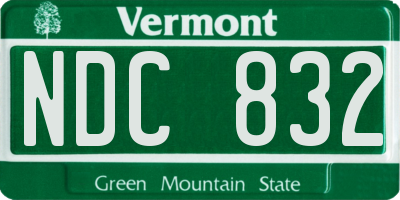 VT license plate NDC832