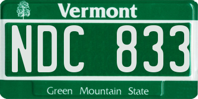 VT license plate NDC833