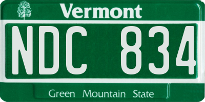 VT license plate NDC834