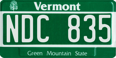 VT license plate NDC835