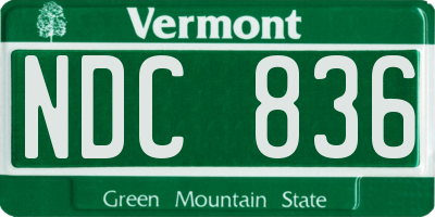 VT license plate NDC836