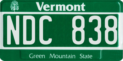 VT license plate NDC838