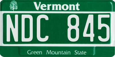 VT license plate NDC845