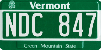 VT license plate NDC847