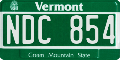 VT license plate NDC854