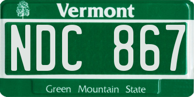 VT license plate NDC867