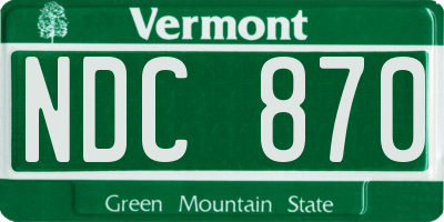VT license plate NDC870