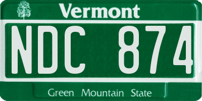 VT license plate NDC874