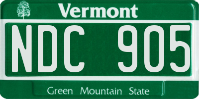 VT license plate NDC905