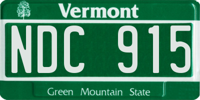 VT license plate NDC915
