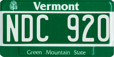 VT license plate NDC920