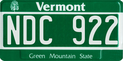VT license plate NDC922