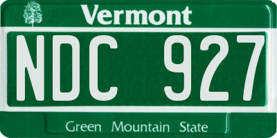 VT license plate NDC927