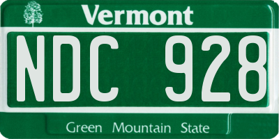 VT license plate NDC928